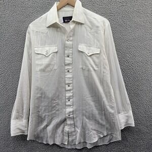 Panhandle Slim Western Shirt Mens 16-34 White Pearl Snap Jacquard Long Sleeve